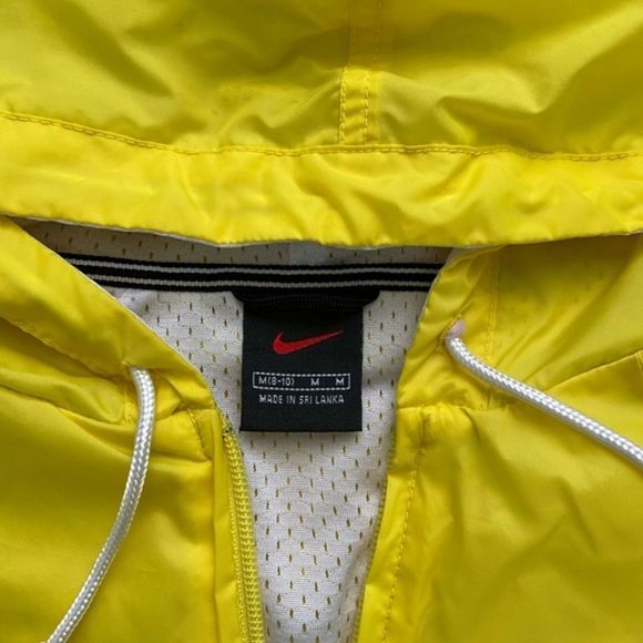 Vintage 90s Nike Yellow Spellout Hooded Pullover‎ Half Zip Windbreaker Size M - Picture 2 of 9
